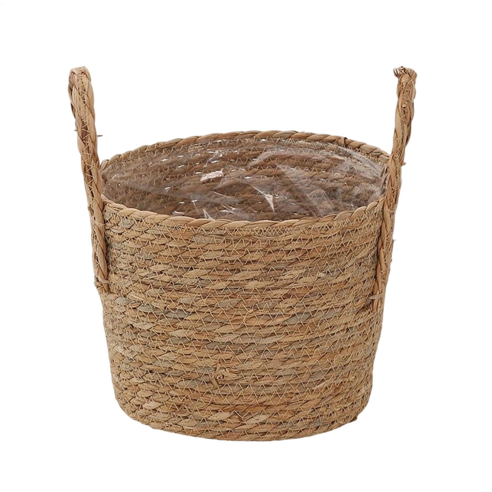 Rattan Plant Basket - プランターバスケットわら製植木鉢籐製プランター通気性のある籐製フラワーバスケット庭の牧歌的な装飾植物の手入れ