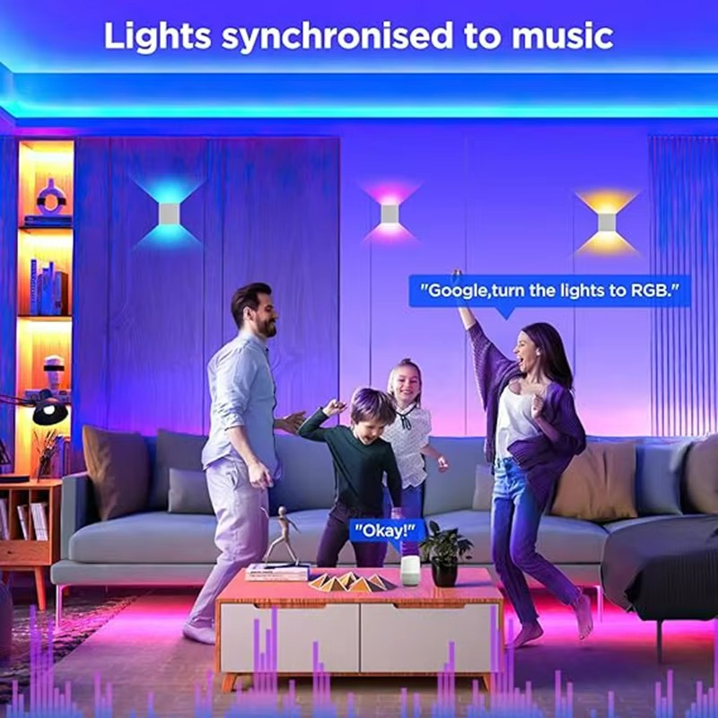 Home Decor Free App - Tuya Zigbee3.0/WiFi対応 スマートRGB壁掛けライト、調光機能付きLED壁面照明、アプリと音声で操作可能、音楽に合わせて調光できる間接照明で、お部屋のインテリアに最適。