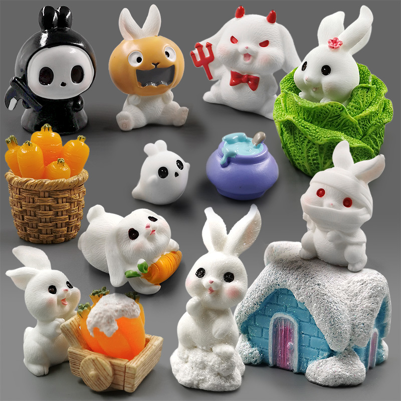 Home Decor Za - ハロウィン クリスマス イースター 白ウサギの置物 DIY ホームデコレーション