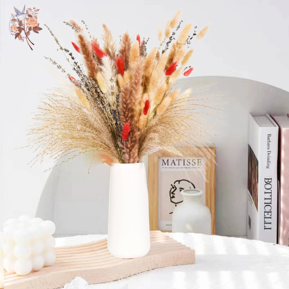天然パンパスグラス ラベンダー ドライフラワー 人工花束 ウ - Pampas Grass Decor のレビューと価格
