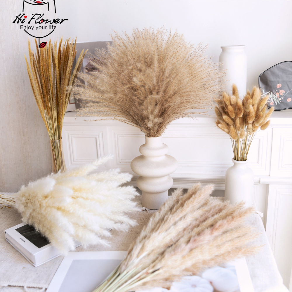 自然乾燥パンパスグラスブーケ、バニーテール、リード、ボヘミア - Pampas Grass Decor のレビューと価格