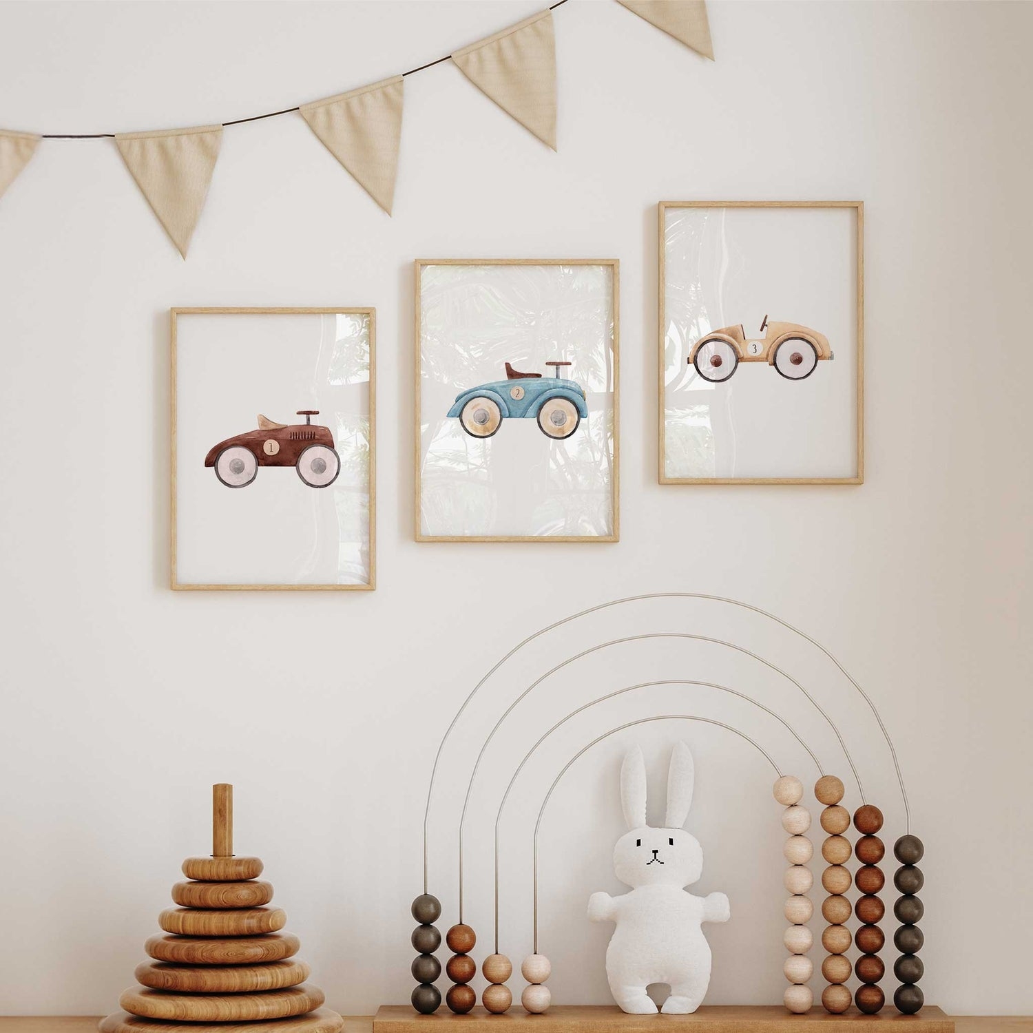 3 個漫画ヴィンテージレースカー壁アートプリントキャンバス絵 - Home Decor Theme のレビューと価格