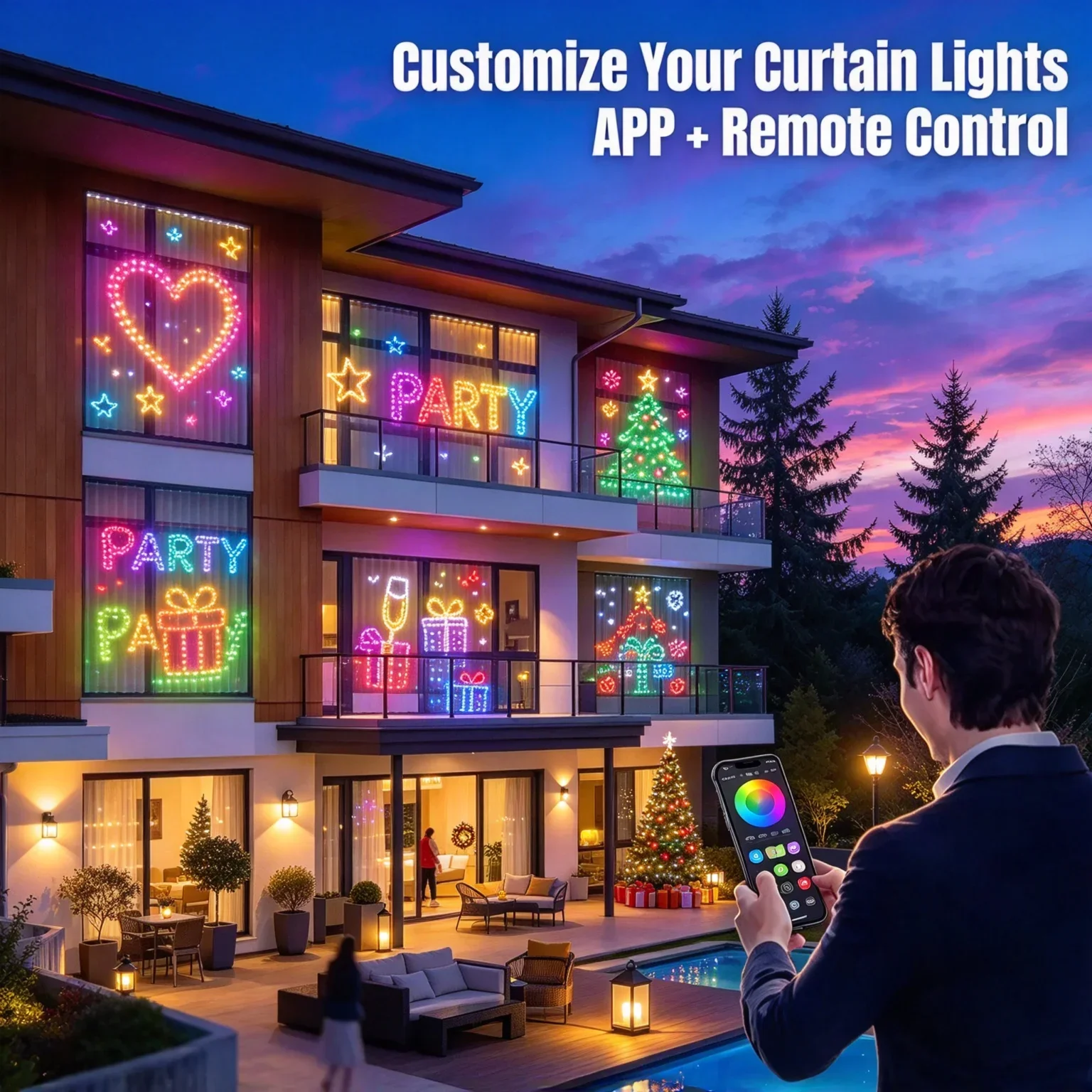 LEDカーテンライト、クリスマスホリデー用、フェアリーライト - Home Decor Free App のレビューと価格