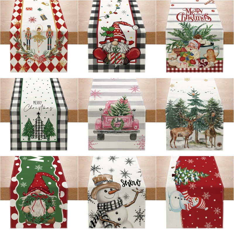 クリスマスのテーブルランナー,ディナーテーブルマット,テーブ - Linen Table Runner のレビューと価格