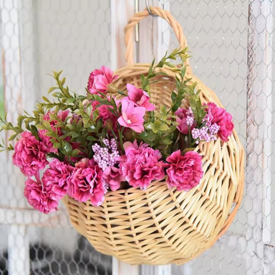 手作りの籐製フラワーポット、壁掛け式籐製バスケット、ガーデン - Rattan Plant Basket のレビューと価格