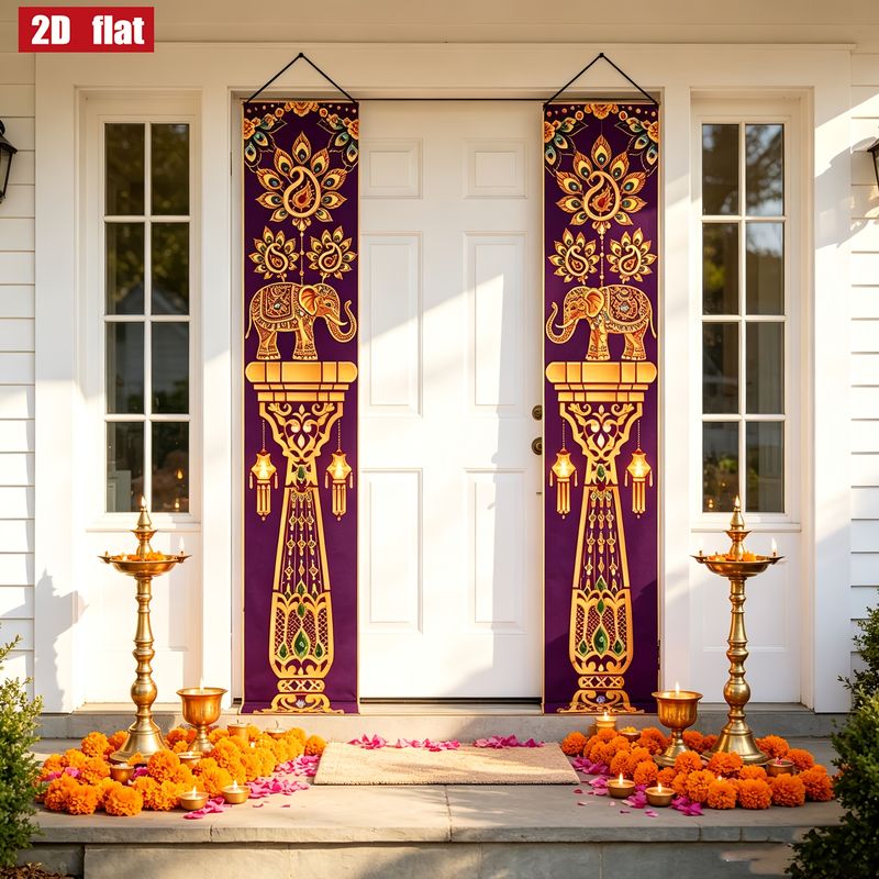 VIKAMA ディワリポーチバナー 2個セット インド象 孔 - Home Decor Indonesia のレビューと価格