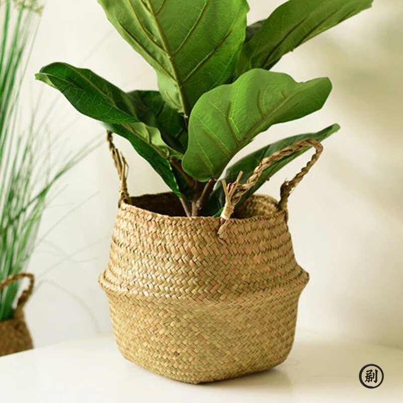 籐かごおもちゃオーガナイザー折りたたみ式ラタンシーグラス収納 - Rattan Plant Basket のレビューと価格